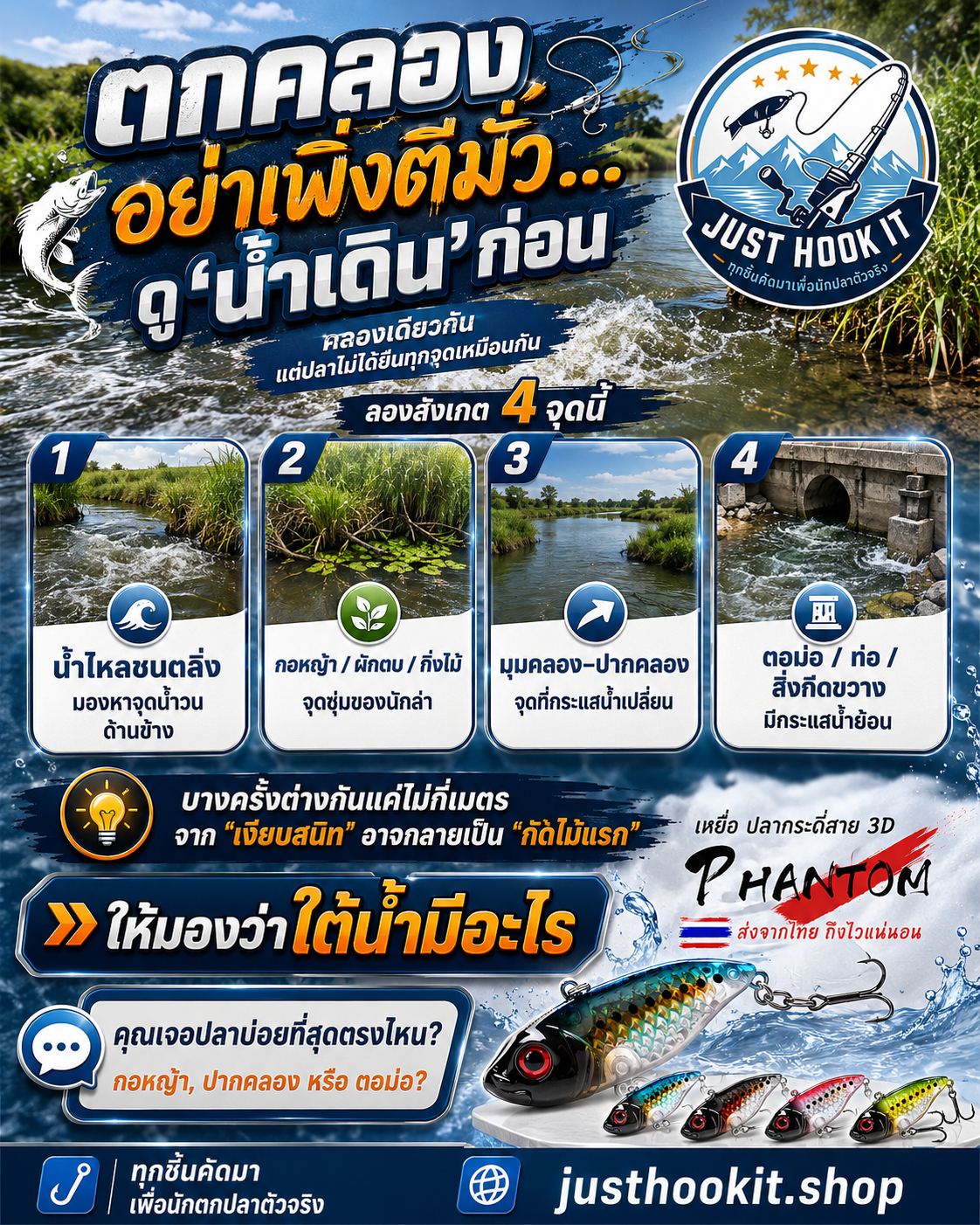 🎣 ตกคลอง อย่าเพิ่งตีมั่ว…ดู “น้ำเดิน” ก่อน