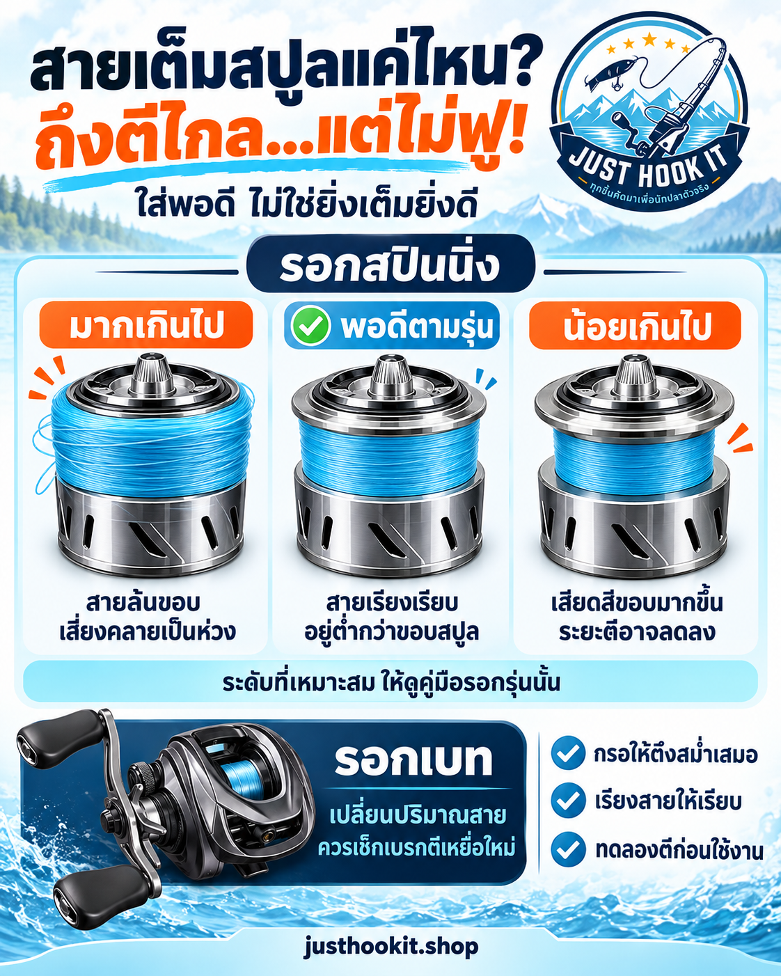 🎣 สายเต็มสปูลแค่ไหน…ถึงตีไกล แต่ไม่ฟู่?