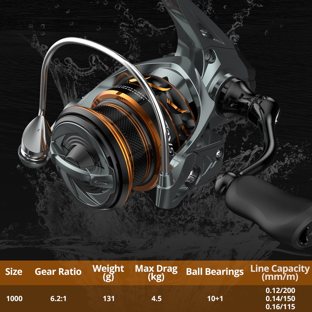 Kastking Kestrel รอกสปินนิ่ง น้ําหนักเบา 131 กรัม ลูกปืน 10+1 ตลับ  เบรค 4.5 กก. อัตราทดเกียร์สูงสุด 6.2:1